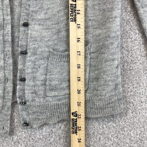Vtg. J. Crew merino wool alpaca cardigan XS soft gray sparkle buttons pockets - Picture 5 of 11